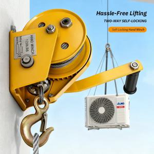 소형 핸드 윈치 헤비 듀티 로프 크랭크 셀프 록킹 윈치 1200 lbs 소형 호이스트 양방향 잠금 트레일러 보트 또는 ATV 견인용