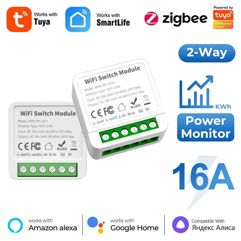 Tuya WiFi/Zigbee3.0 스마트 스위치 미니 차단기 DIY 모듈 원격 타이머 무선 조명 제어 스마트 라이프 알렉사 구글과 호환