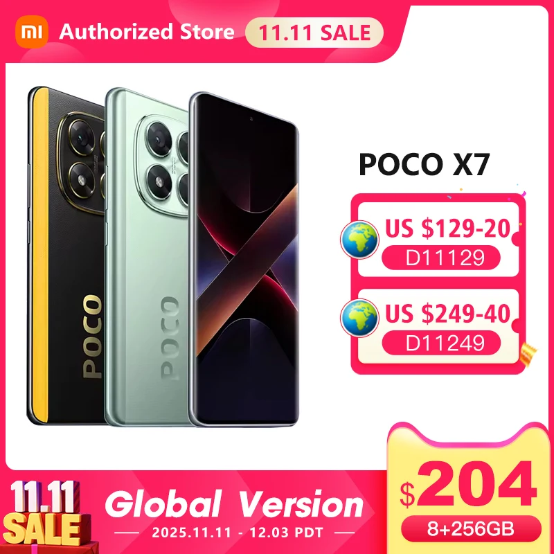 【브랜드+】POCO X7 스마트폰 디멘시티 7300-울트라 6.67인치 120Hz AMOLED 디스플레이 45W 5110mAh 50MP 카메라 IP68 샤오미 하이퍼OS NFC