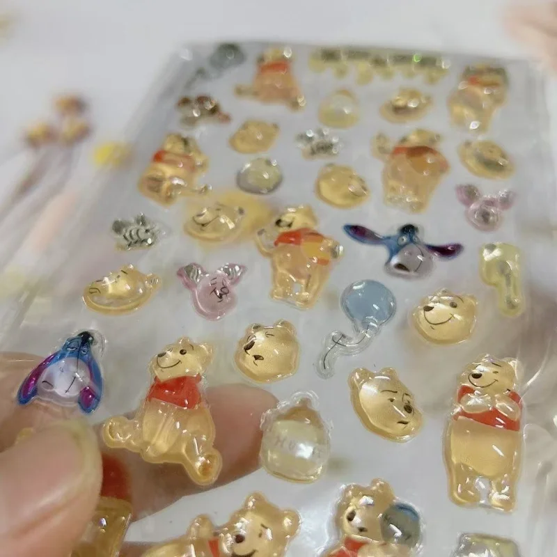 디즈니 위니 더 푸 인어 공주 스티커 3D 입체 만화 스티커 DIY 휴대폰 케이스 CCD 장식 보상 스티커