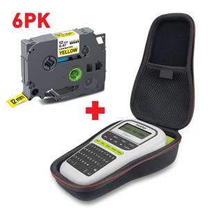 UniPlus 6PK 12mm 라벨 테이프 631 라벨 프린터 케이스 H110 하드 EVA 박스 충격 방지 Brother PTouch PTH110 PTH100 가방과 호환 가능