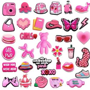 PVC 구두 매력 정원 구두 장식 핑크 소녀 곰 개 가방 버클 가방 핀 방해물 액세서리 팔찌 여자 여자 선물