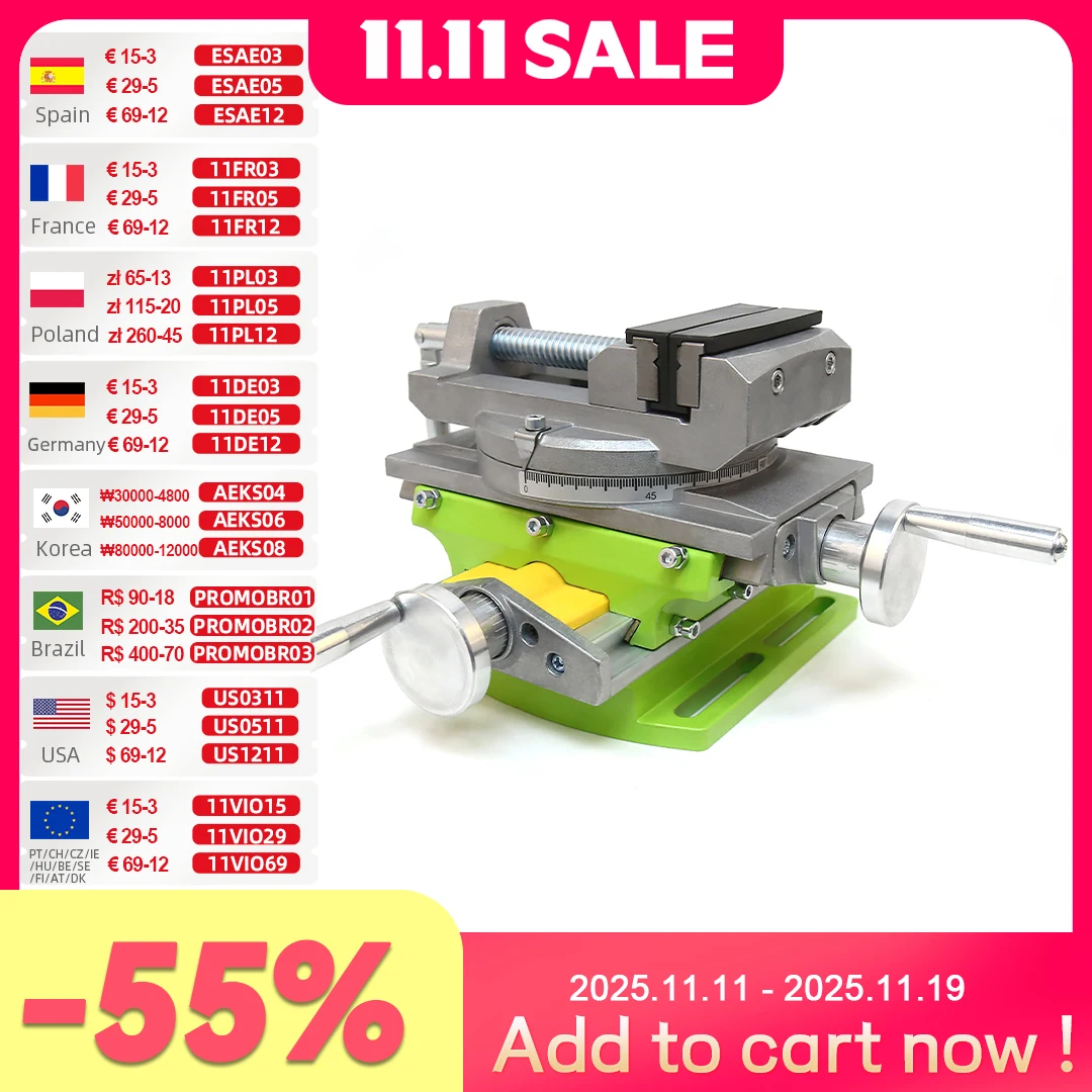 ALLSOME 2 in 1 밀링 드릴링 정밀 바이스 회전 베이스 테이블 알루미늄 합금 복합 작업대