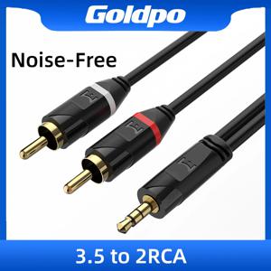 Goldpo RCA 오디오 케이블 스테레오 3.5mm ~ 2RCA 케이블 남성-여성 AUX RCA 잭 Y 분배기 앰프 오디오 홈 시어터 와이어