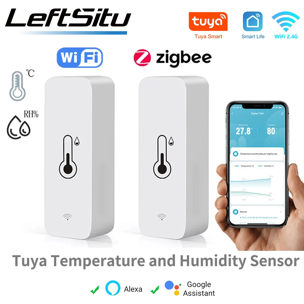 Tuya WiFi Zigbee 온도 습도 센서 스마트 홈 실내 습도계 APP 모니터링 Google 홈 SmartLife Alexa와 함께 작동