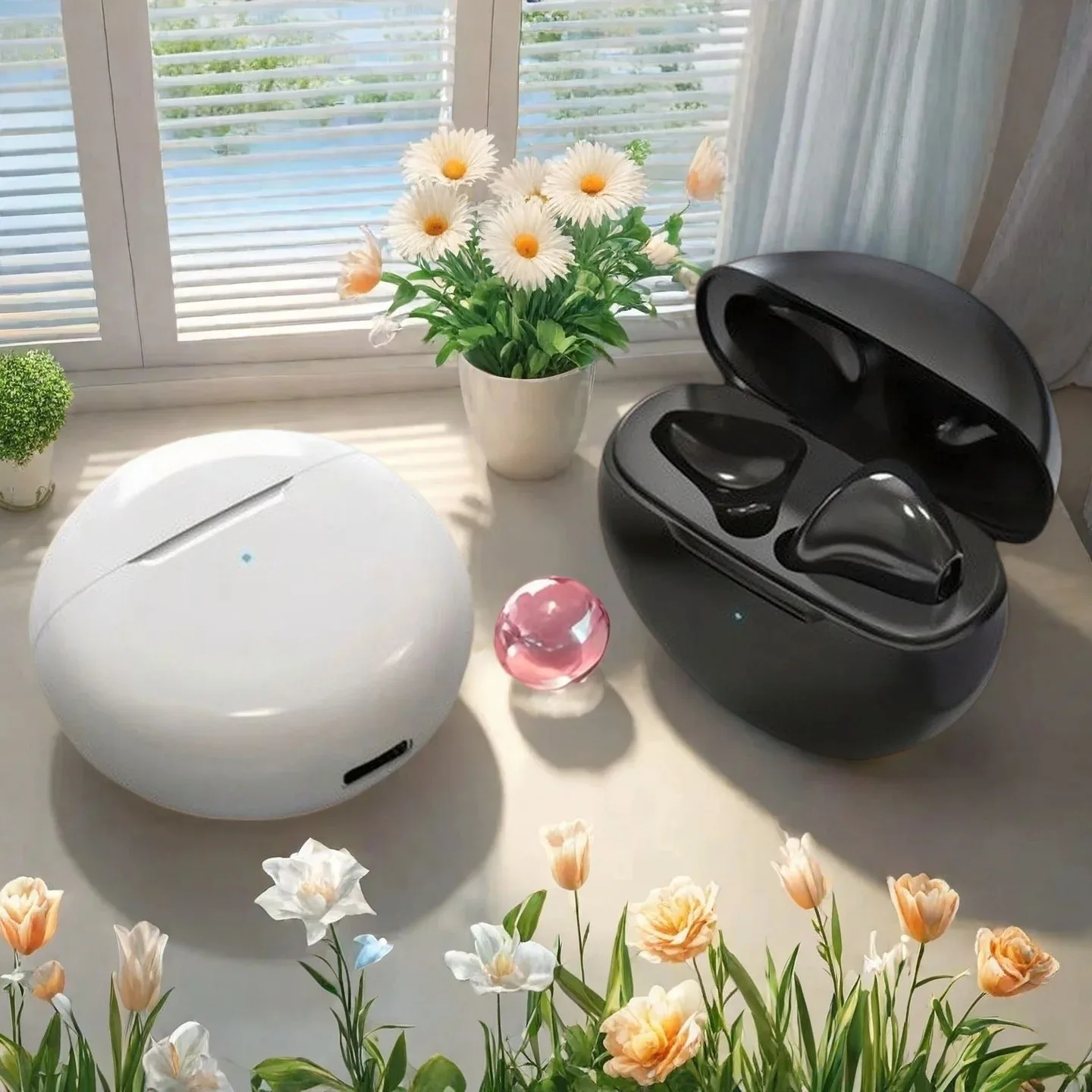 새로운 TWS 무선 헤드폰 블루투스 이어폰(마이크 포함) 스테레오 스포츠 헤드셋 스마트폰용 미니 음악 이어버드