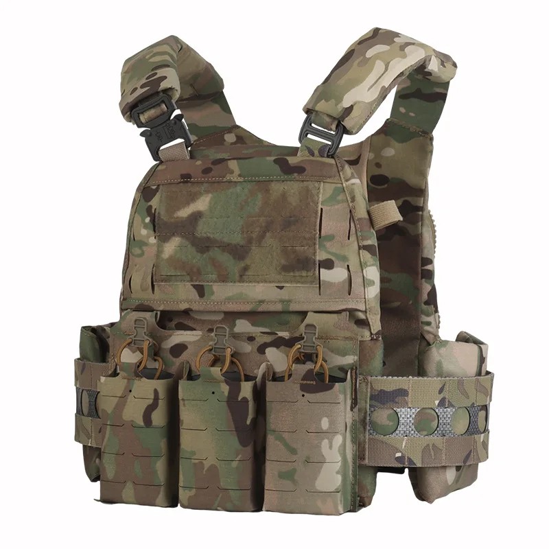 Ferro V5 FCPC 헌팅 플레이트 캐리어 모듈러 휴대용 MOLLE Airsoft 훈련 후면 패널 Banger에 지퍼가 달린 트리플 매거진 파우치