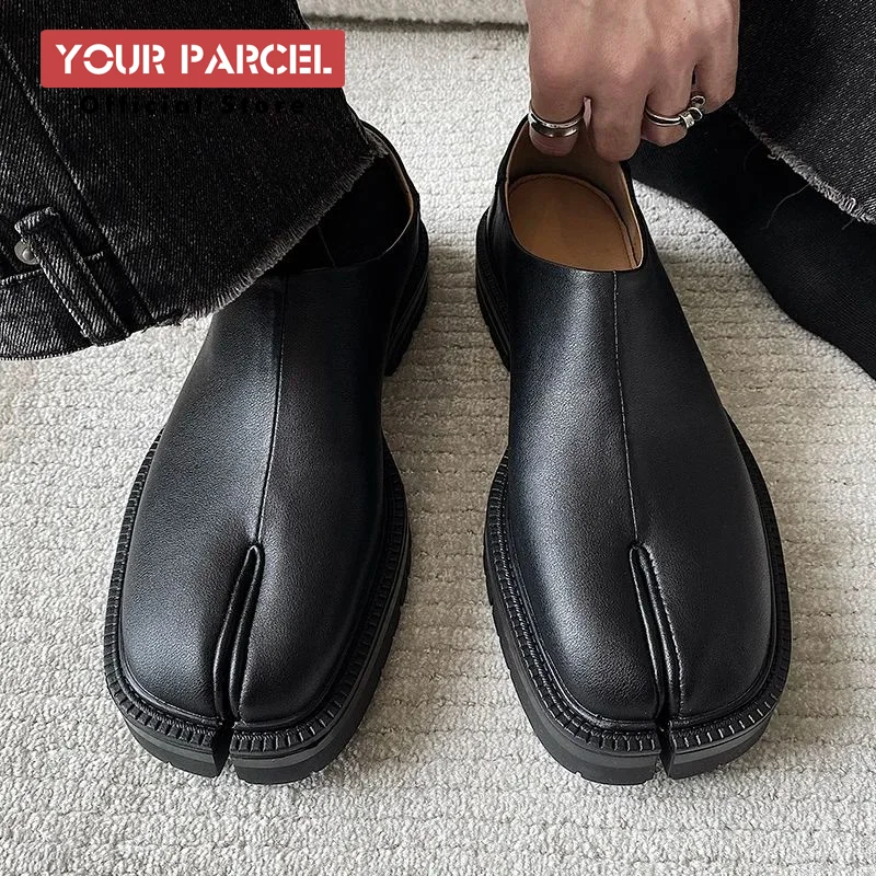 남성과 여성을 위한 타비 신발 클래식 가죽 스플릿 발가락 신발 캐주얼 한 발 신발 남여 플랫 슈즈 편안한 디자인