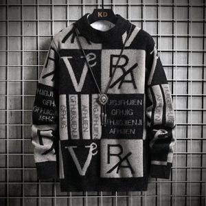 남성용 라운드 칼라 풀오버, 긴팔 Y2k 니트 스웨터, 디자이너 점퍼, 크루넥, 가을 및 겨울 니트웨어, 신상