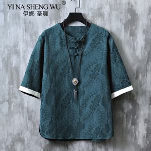 남성용 기모노 반팔 셔츠, 일본 스타일 티셔츠, 유카타 깃털 니트 가디건, 면 및 린넨 의류