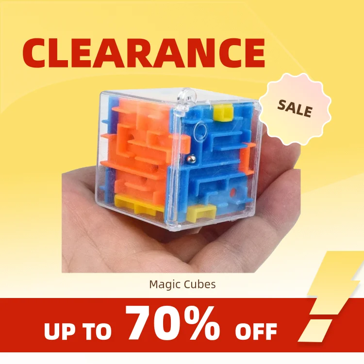 Clearance-mini 3D 미로 매직 큐브 6면 투명 퍼즐 스피드 큐브 롤링 볼 큐브 어린이를위한 미로 장난감 스트레스 릴리프