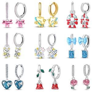 여자 925 스털링 실버 레인보우 도파민 컬러 매칭 스타일 달콤한 소녀 귀걸이 약혼 파티 절묘한 보석에 적합