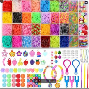 36-40 그리드/박스 발광 고무줄 팔찌 만들기 키트 창의적인 보석 세트 어린 공예가들에게 이상적인 선물 생동감 넘치는 DIY