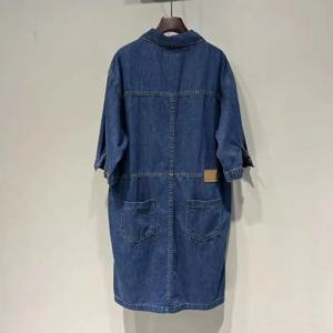 플러스 사이즈 폴로 넥 데님 드레스 루즈핏 슬림 효과 패셔너블 스커트 300파운드 특대 여성 의류