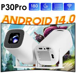 HONGTOP P30PRO 스마트 미니 프로젝터 안드로이드 14 WiFi6 BT 5.0 지원 4K 1280*720P 스마트 홈 시네마 야외 휴대용 프로젝터