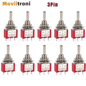 소형 토글 스위치 SPDT 온 오프 온 미니 스위치 MTS-102 MTS-123, 자동차 대시 보드 전자 장비용, 3 핀, 10 개