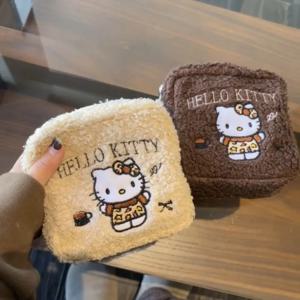 헬로 키티 대용량 화장품 가방 플러시 폴라로이드 자수 휴대용 여행 세면 용품 주최자 귀여운 카와이 폴리 에스터 ​