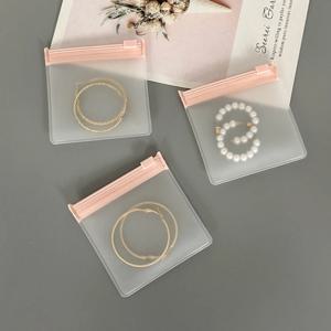 5Pcs 사랑스러운 핑크 쥬얼리 지퍼 가방 EVA 플라스틱 스토리지 봉투 PVC 서리로 덥은 주머니 반지 귀걸이 스터드 목걸이 팔찌 포장