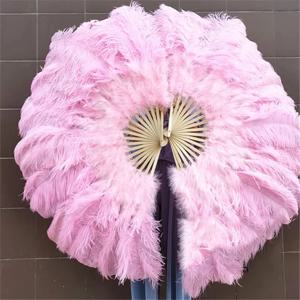 자연 핑크 타조 깃털 팬 100/130Cm 접이식 휴대용 깃털 팬 장식 할로윈 파티 밸리 댄스 공예 액세서리