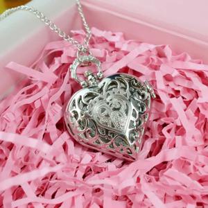 실버 스무스 쿼츠 포켓 시계 남성 여성용 목걸이 시계 금속 스테인리스 스틸 시계 펜던트 짧은 체인 선물