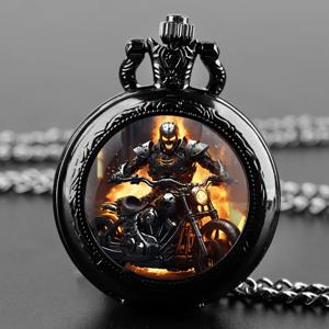 오토바이 디자인 석영 회중 시계 세계 시간 기능을 갖춘 독특한 펜던트 시계 목걸이, 남성과 여성 및 어린이를 위한 이상적인 선물