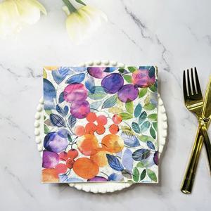 10/20pcs 33cm 2 레이어 수채화 스타일 과일과 꽃 냅킨 파티 크리 에이 티브 장식 종이 피크닉 매트 DIY Decoupage 종이