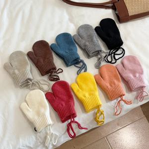 겨울 아기 ​​양모 장갑 홀터 니트 어린이 장갑 소녀 소년 액세서리 캔디 컬러 어린이 장갑 아기 선물 1-4Y