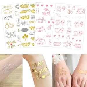 독신 파티 크라운 반지에 대 한 방수 황금 문신 스티커 손 바디 신부 샤워 호의에 대 한 금박 임시 문신