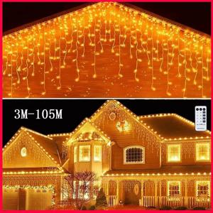 크리스마스 장식용 실내외 LED 커튼 아이스클 스트링 라이트 가정용 겨울 2026 새해 장식