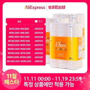 (1+1+1)내추럴데코30Mx30롤x3팩 (천연펄프+국내제조생산) 두루마리 휴지 화장지