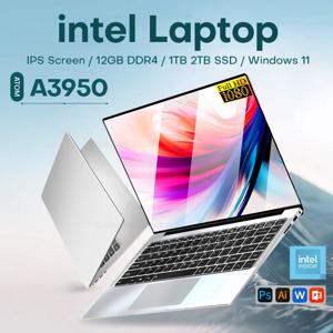 노트북 컴퓨터 윈도우 11 프로 인텔 아톰 A3950 2025 노트북 PC 12GB 램 512GB 1TB 2TB SSD 1920*1080P 오피스 스터디 컴퓨터