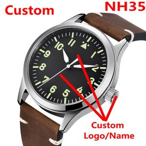 사용자 정의 로고 사파이어 시계 42mm 군사 남자 reloj 럭셔리 NH35 자동 스포츠 시계 Lume 가죽 기계식 손목 시계