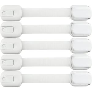 어린이 안전 10개 스트랩 잠금 장치 캐비닛 및 서랍, 화장실, 냉장고 등을 위한 아기 잠금 장치. 접착 패드. 설치 필요 없음