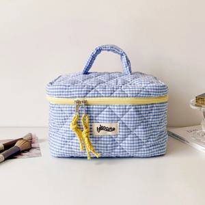 격자 무늬 화장품 가방 세트 간단한 스타일 대용량 휴대용 화장품 도구 보관 가방 홈 욕실 세면 용품 가방