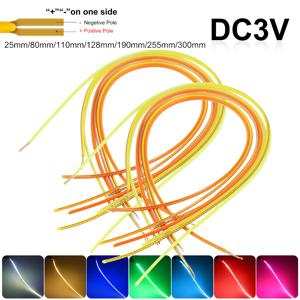 DC 3V 자유 절단 가능 유연 COB LED 필라멘트 25mm 80mm 110mm 300mm 레트로 에디슨 전구 램프 부품 LED 다이오드 조명 스트립 장식