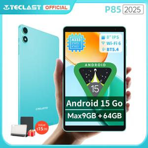Teclast P85 태블릿 2025 안드로이드 15 8인치 IPS A333 5코어 9GB(3GB+6GB 확장) 램 64GB ROM Wi-Fi 6 타입-C 5000mAh 키즈 태블릿