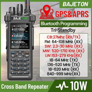 BAJETON BJ-9000 워키토키 장거리 GPS APRS 10W 27Mhz 트랜시버 AM CB 블루투스 전화 프로그래밍 햄 라디오 RT-950PRO