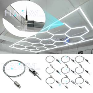 육각형 차고 조명 서스펜션 키트 - 조정 가능한 강철 걸이 체인(1m/3.28ft) 헤비 듀티 펜던트 샹들리에 와이어 로프 케이블