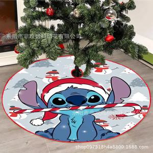 릴로 스티치 크리스마스 트리 앞치마 신상 디즈니 애니메이션 스커트 매트 크리스마스 홈 장식 귀여운 천사 카펫 패션 러그 선물 핫 세일