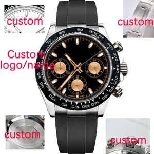 맞춤형 로고 럭셔리 남성용 39mm 쿼츠 시계 크로노그래프 사파이어 패셔너블 트렌디 스타일리시 스포츠 고무 밴드 손목시계