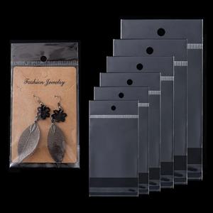 50/100pcs 선물 포장 보석 소매 디스플레이 패키지에 대 한 교수형 구멍 Resealable OPP 가방과 명확한 자기 접착 인감 비닐 봉투