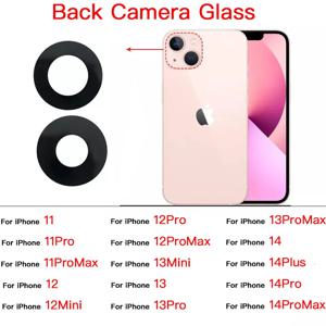 iPhone 11 12 13 14 Plus Mini Pro Max 용 후면 카메라 유리 렌즈 커버 (3M 스티커 교체 포함)