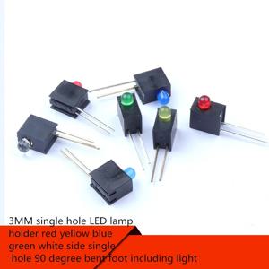 3MM 단일 구멍 LED 램프 홀더, 빨간색 노란색 파란색 녹색 흰색 측면 단일 구멍, 90 도 구부러진 발, 조명 포함, 10 개