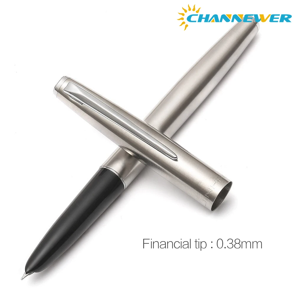 STONEGO 디럭스 비즈니스 만년필, 0.38mm 초미세 펜촉 캘리그래피 실버, 잉크 없음