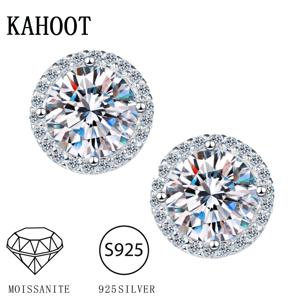 925 스털링 실버 0.5/1/2 캐럿 Moissanite 라운드 귀걸이 약혼 결혼식 일일 작업 파티 여행 여성을위한 고급스러운 선물