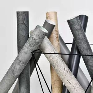 PVC 레트로 시멘트 회색 방수 자체 접착 벽지 호텔 카페 도서관 거실 침실 벽 혁신 비닐 스티커
