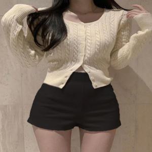 블랙 하이웨이스트 슬리밍 반바지 여성 섹시 핫팬츠 봄 여름 캐주얼 스트레이트 레그 팬츠 하이웨이스트 지퍼 클로저