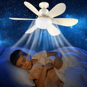 밝기 조절 가능한 천장 선풍기 조명, 모던 천장 마운트 리모컨, 스마트 E27 LED 천장 선풍기, 색상 온도