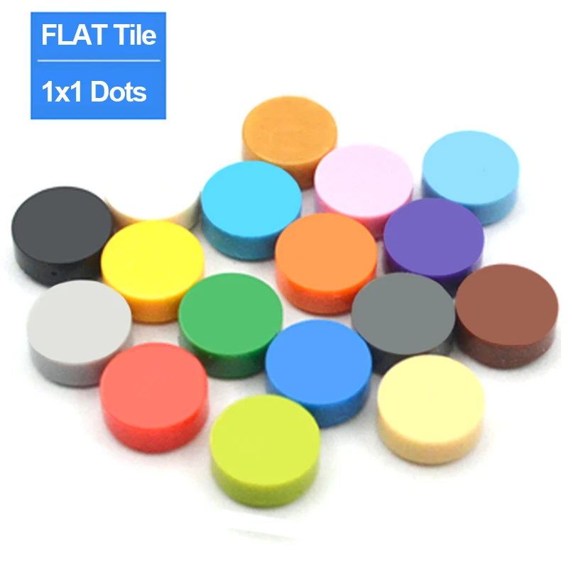 800개 플랫 타일 1x1 도트 라운드 블록 35381 98138 MOC DIY 조립 블록 모자이크 초상화 예술 디자인 어린이 장난감 부품