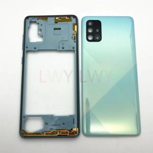 삼성 갤럭시 A51 A71 A515 A715 A715F 2020 후면 도어 백 케이스 (카메라 렌즈 포함) 용 하우징 중간 프레임 배터리 커버